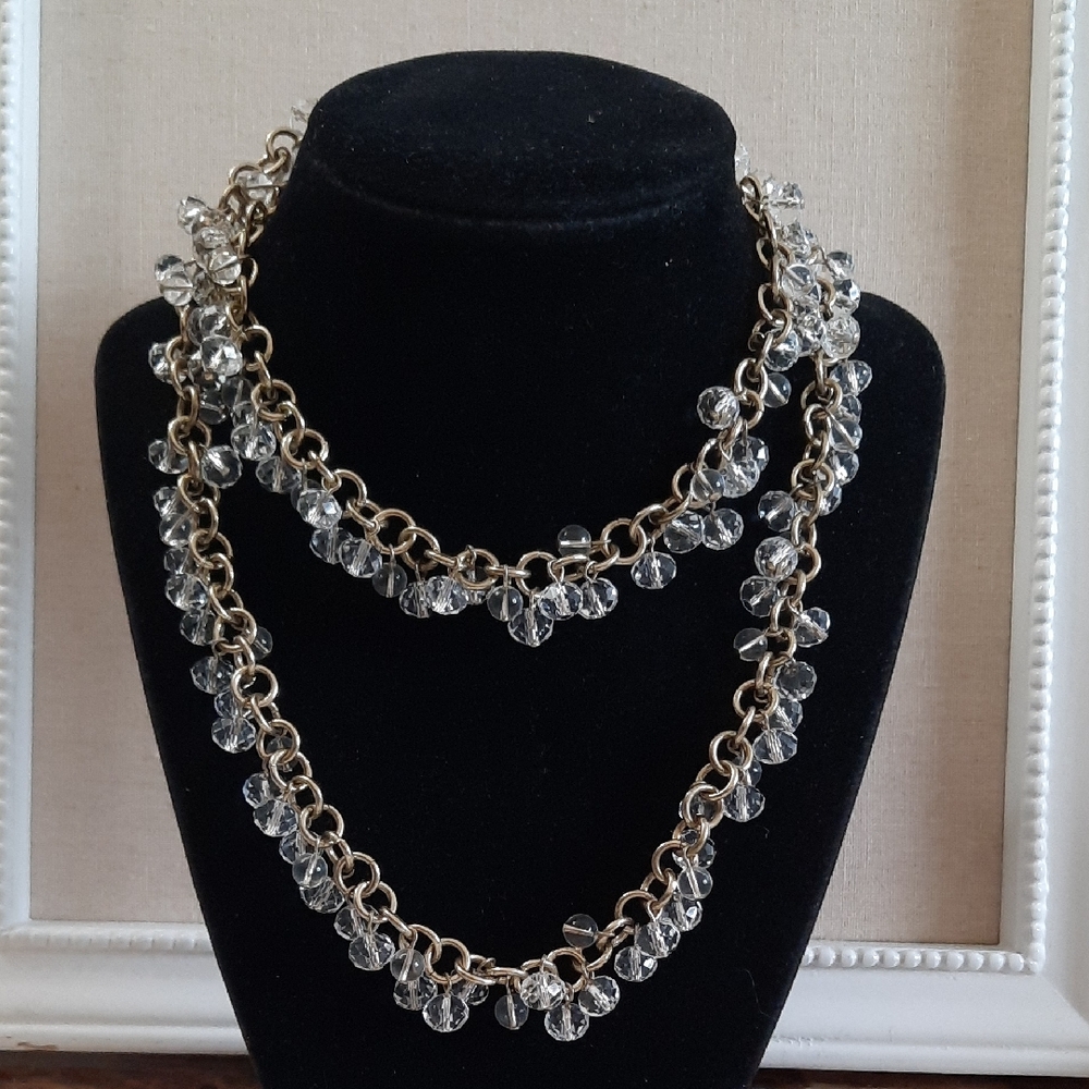 NWT Banana Republic Gold and Clear Beaded Necklace